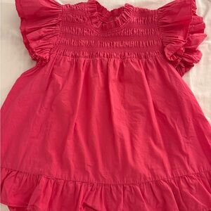 Women's Pink Ruffle Blouse
